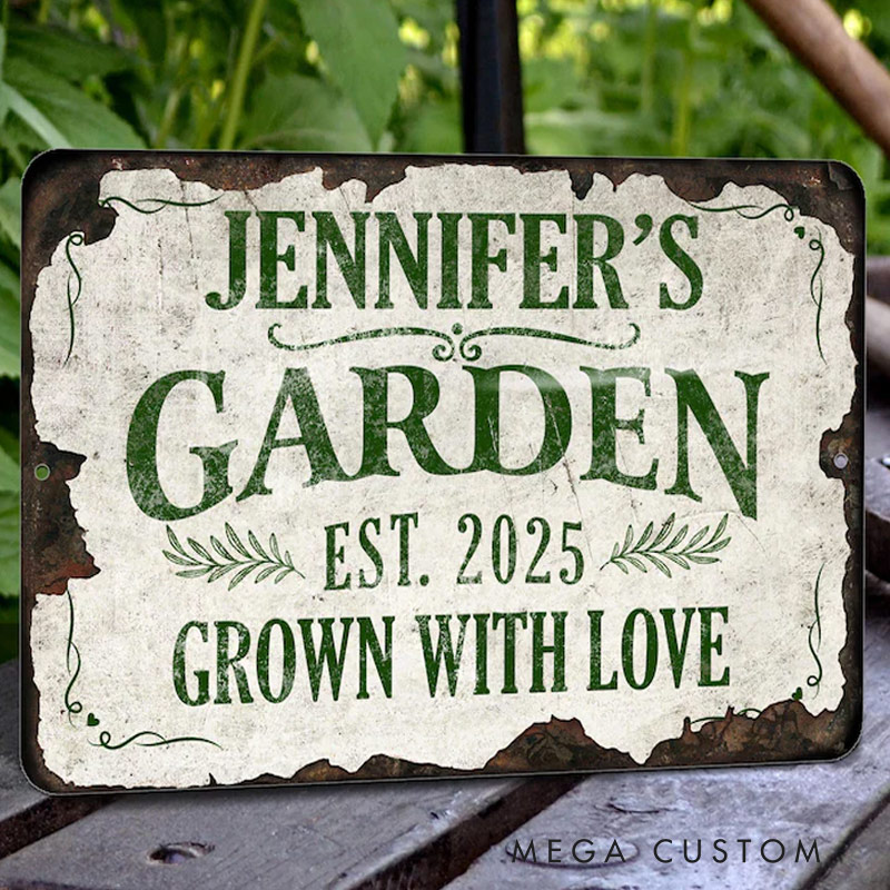 Personalized Metal Garden Sign Rustic Outdoor Decor Gifts for Her Garden Lover Gift 