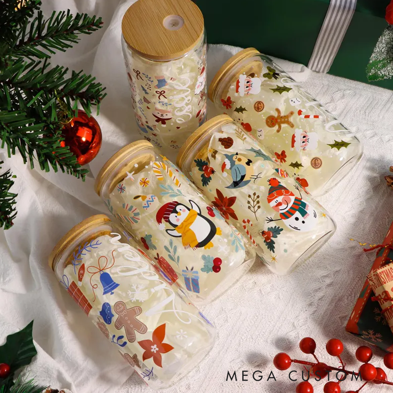 Personalized Christmas Tree Snack Glass Iced Coffee Cup with Lid