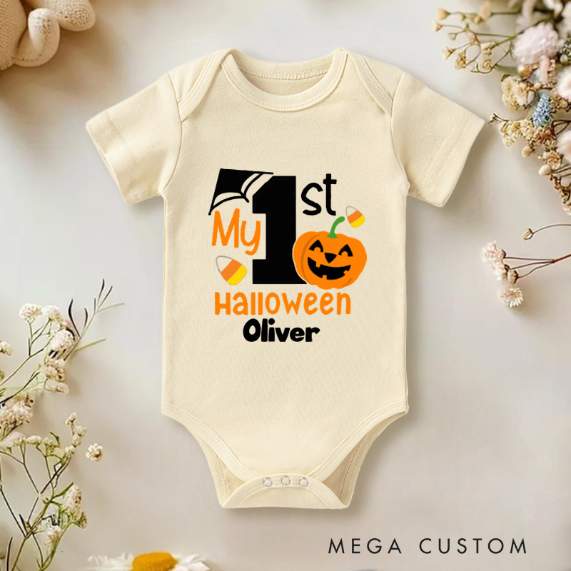 Personalized 1st Halloween Funny Baby Onesie  First Halloween Pumpkin Baby Onesie Halloween Gift