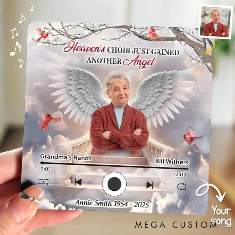 Personalized Photo Heaven's Choir Just Gained Another Angel Memorial Custom Music Fridge Magnet That Can Play Songs Sympathy Gift for Family Members