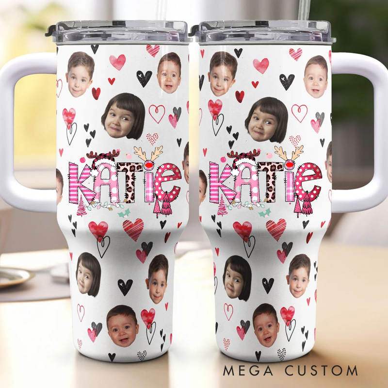 Personalized Photo Collage Tumbler with Custom Name and Heart Accents for a Unique and Cherished Gift Experience 40oz Tumbler