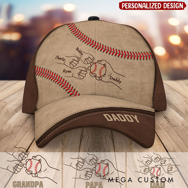 Personalized Family Baseball Cap with Custom Names and Handprint Design  