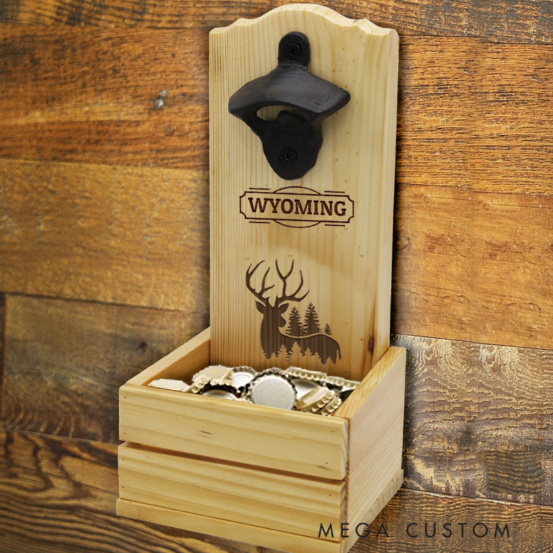 Personalized Whitetail Deer Wall Mount Bottle Opener Engraving Bottle Openers Hunting Gift for Boyfriend Husband