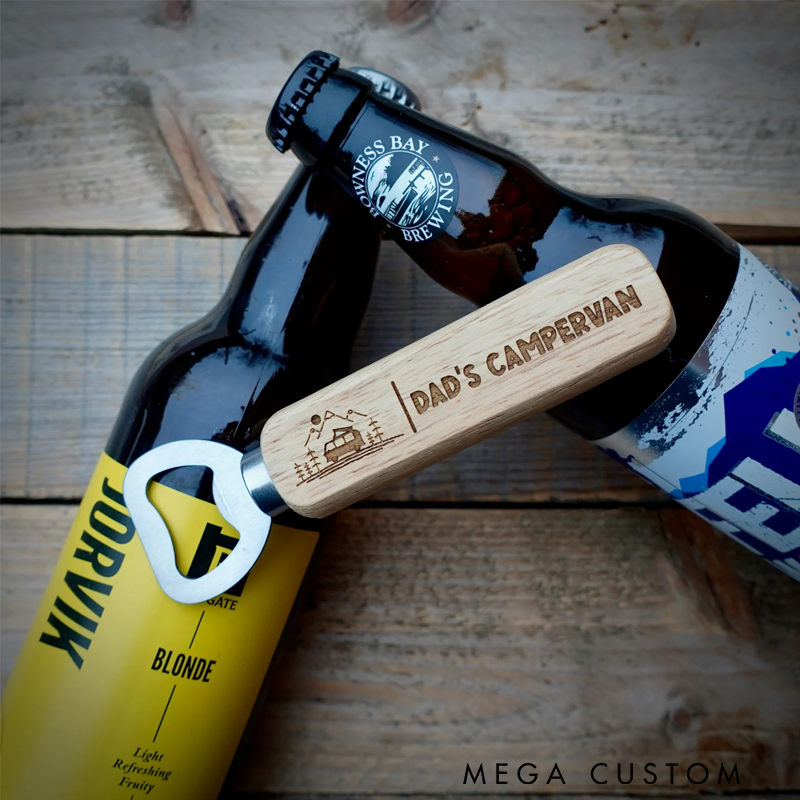 Personalised Campervan Bottle Opener Wooden Stainless Steel Bottle Opener Camper Van Bottle Opener Camper Gift
