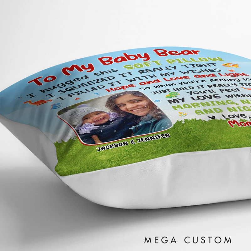 Personalized Photo Grandma Mother Hugged This Soft Pillow Gift for Granddaughter Grandson Kids Pillow