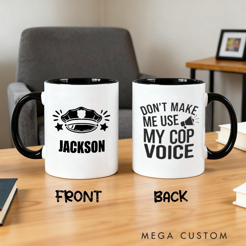 Personalized Police Officer Mug Custom Name Badge and Cop Voice Design Gift for Police Officers