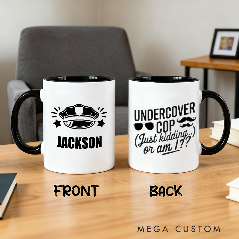 Personalized Police Officer Mug Custom Name Badge and Undercover Cop Design Gift for Police Officers