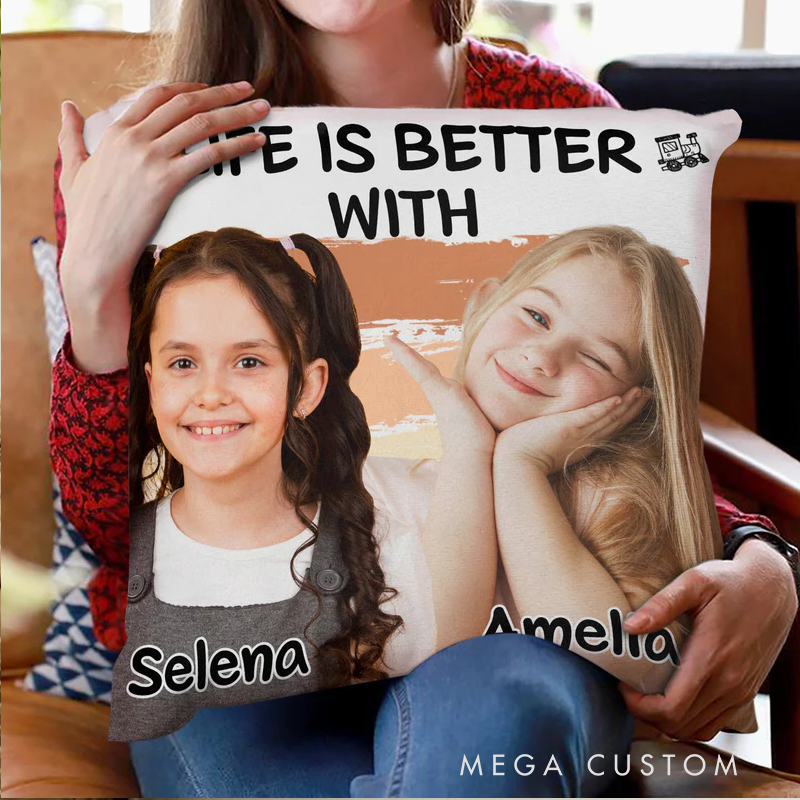 Personalized Photo Life Is Better with Grandkids Pillow