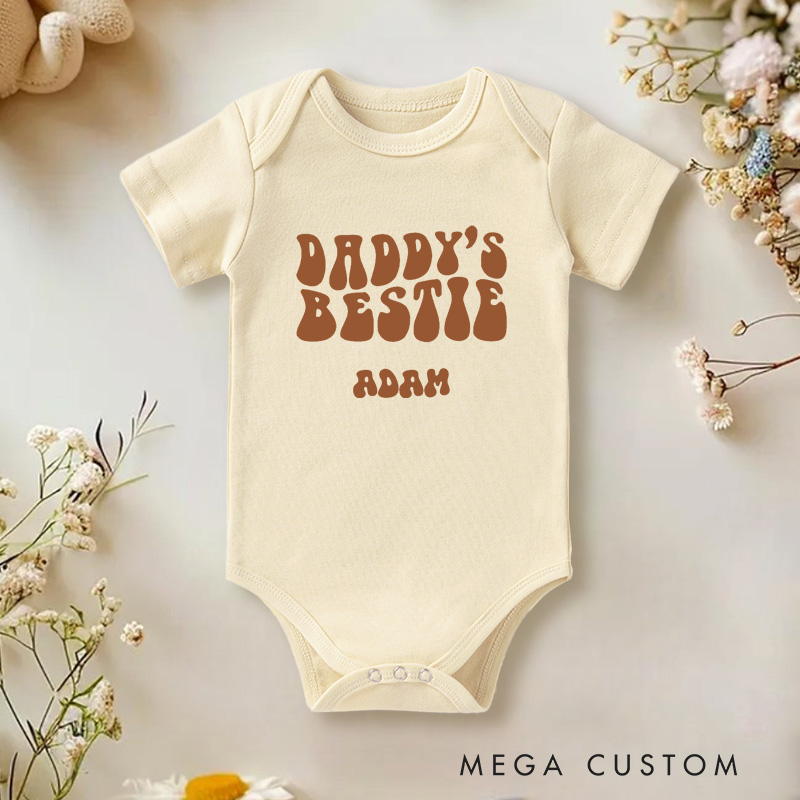 Personalized Daddy's Bestie Cute and Heartwarming Design Celebrating the Special Bond Between Dad and Child Baby Onesie