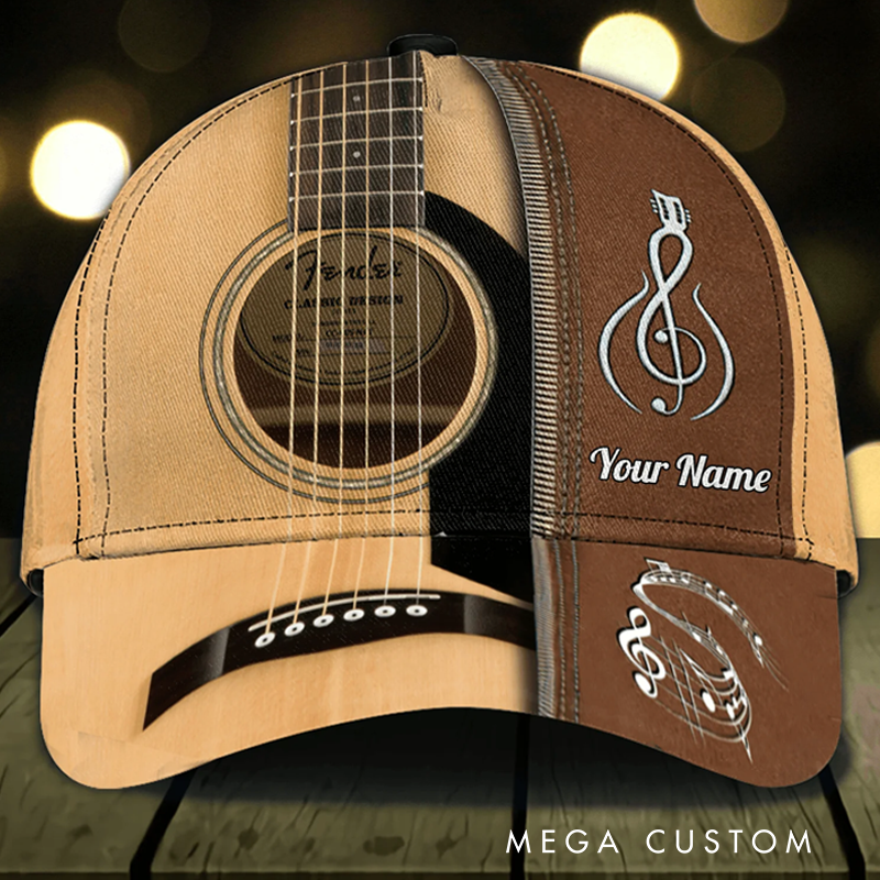 Personalized Name 3D Print Baseball Cap With Adjustable Snap for Music Lover Perfect Music Lovers Guitar Lovers Custom Gift Hat