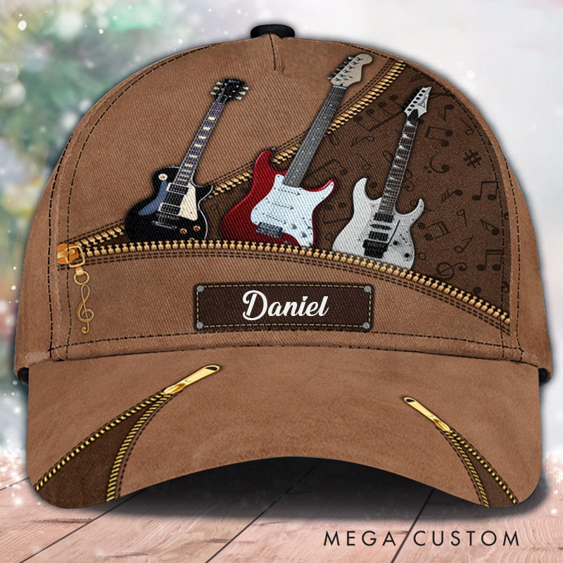 Personalized Name 3D Print Baseball Cap With Adjustable Snap for Music Lover Perfect Music Lovers Guitar Lovers Custom Gift Hat