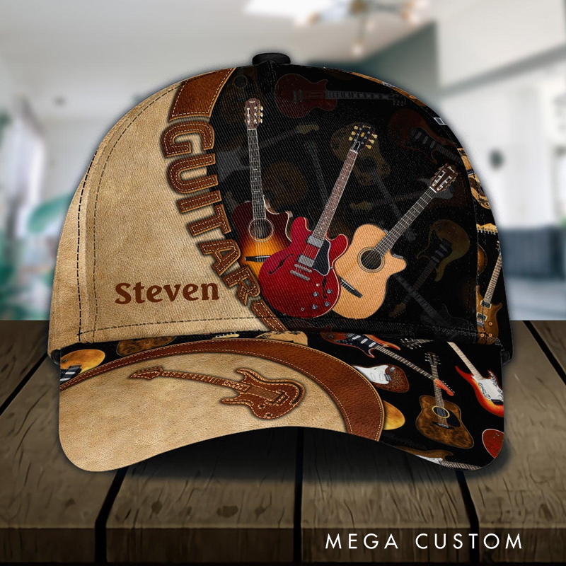 Personalized Name 3D Print Baseball Cap With Adjustable Snap for Music Lover Perfect Music Lovers Guitar Lovers Custom Gift Hat