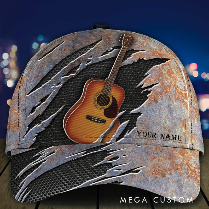 Personalized Name 3D Print Baseball Cap With Adjustable Snap for Music Lover Perfect Music Lovers Guitar Lovers Custom Gift Hat