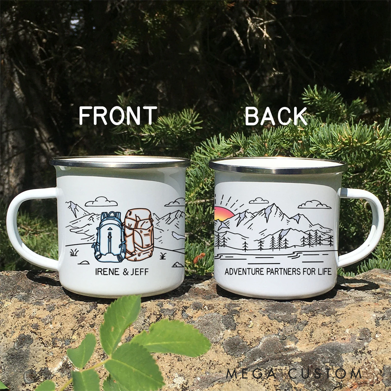 Personalized Backpacking Adventure Campfire Mug Custom Hiking Camping Gift for Nature Outdoor Lover