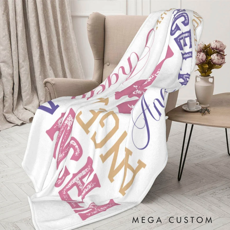 Personalized High-Quality Super Soft Flannel or Sherpa Blanket with Initial Name Gift for Kid Friend