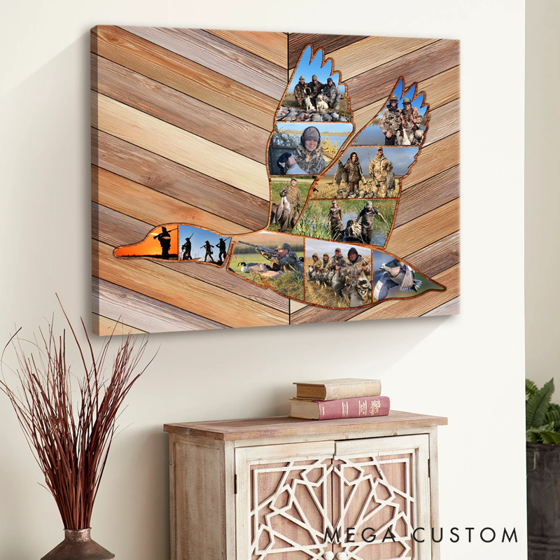Personalized Duck Hunter Wall Art Custom Duck Collage Canvas Waterfowl Best Gift for Hunting Men Dad