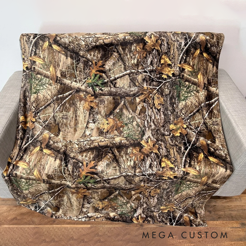 Personalized Camo Throw Blanket Custom Hunting Throw Blanket Gift for Hunter Lover