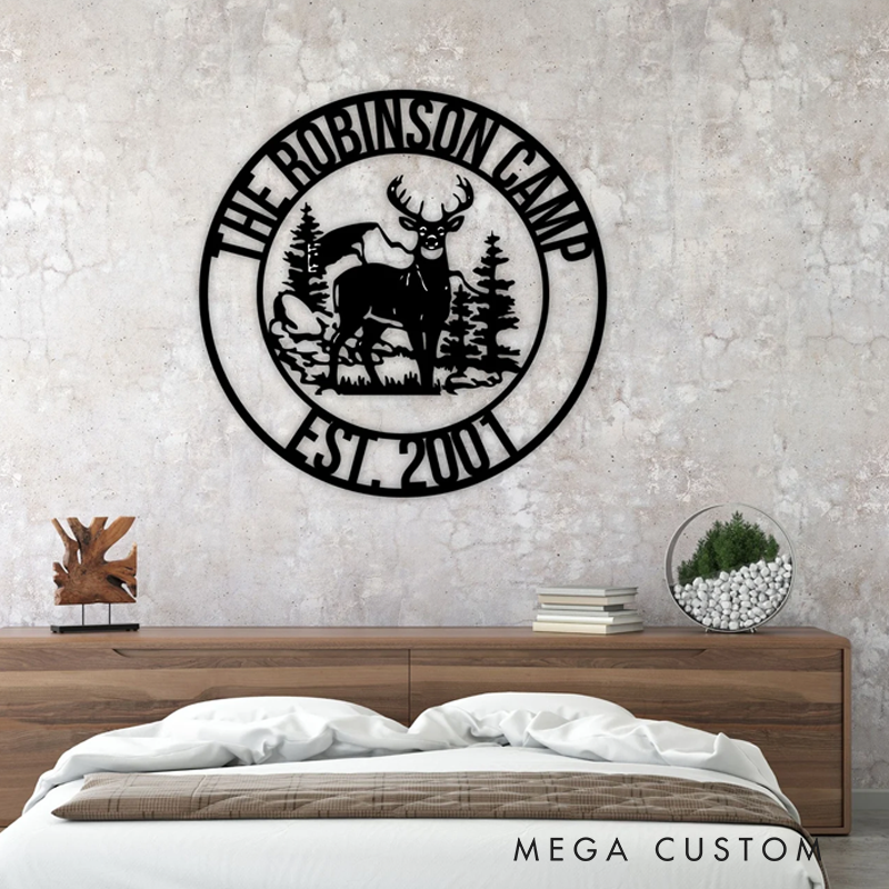 Personalized Deer Camp Metal Sign Home Antler Decor Custom Outdoor Decor Camping Hunter Gift