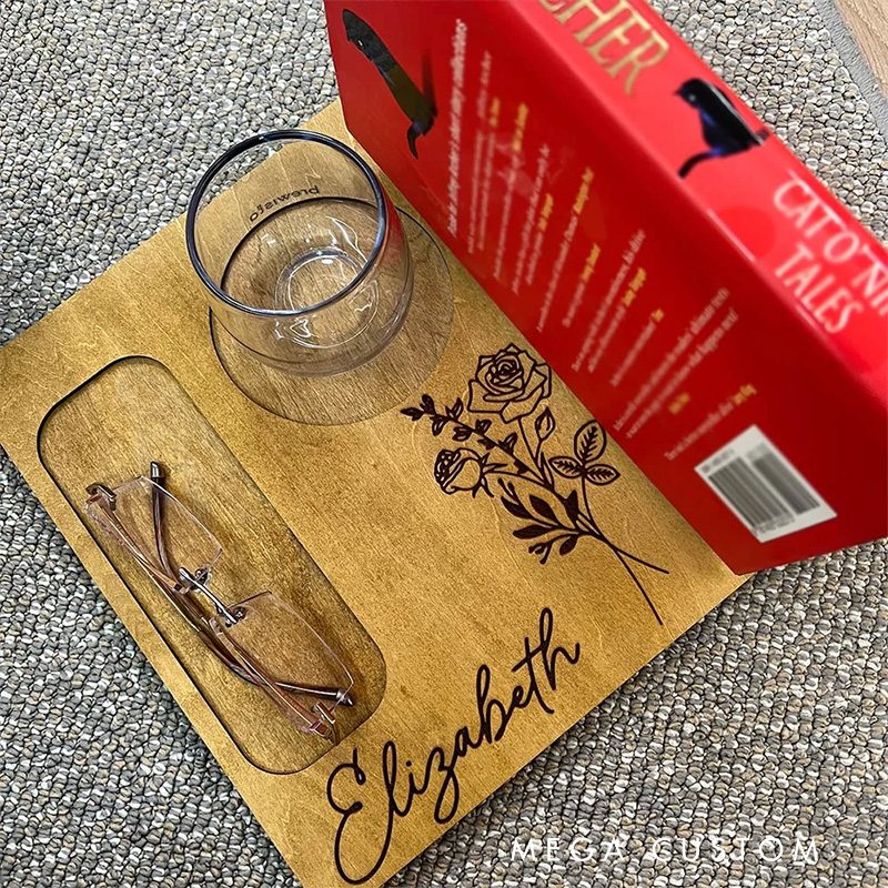 Personalized Birth Flower Wooden Book Stand Bookmark Set with Name Bookish Birthday Gift for Reader Book Lover Gift Librarian Gift