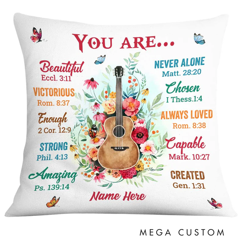 Personalized Name Throw Pillow Guitar You Are Pillow for Music Lover Guitar Lovers Custom Gift