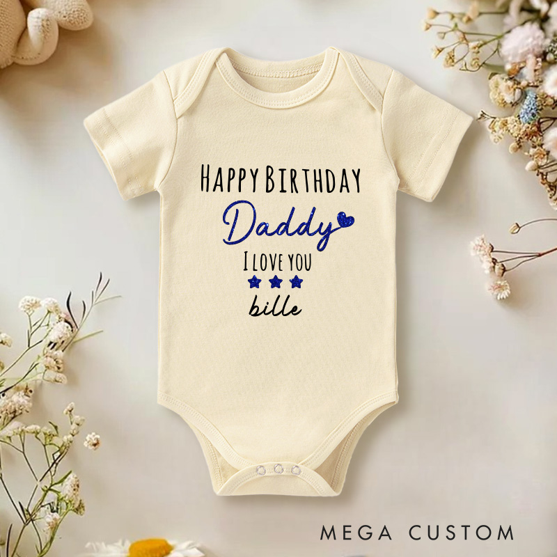 Personalized Happy Birthday Daddy Glitter Baby Onesie Father's Day Gift