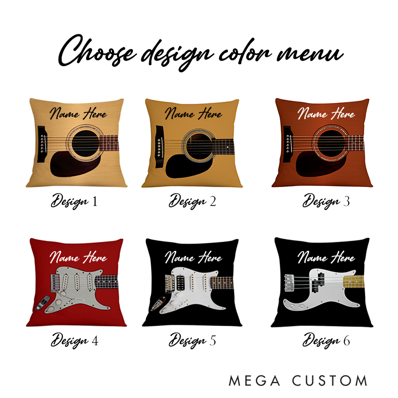 Personalized Name Custom Acoustic Electric Guitar Pillow Best Gift for Guitarist