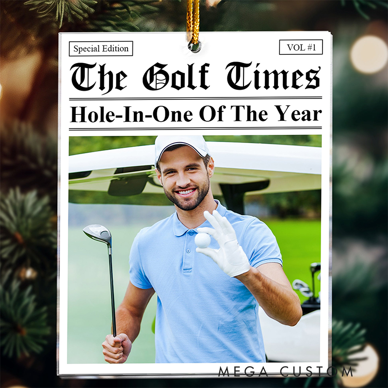 Personalized "The Golf Times" Ornament Featuring Custom Photo and Text  