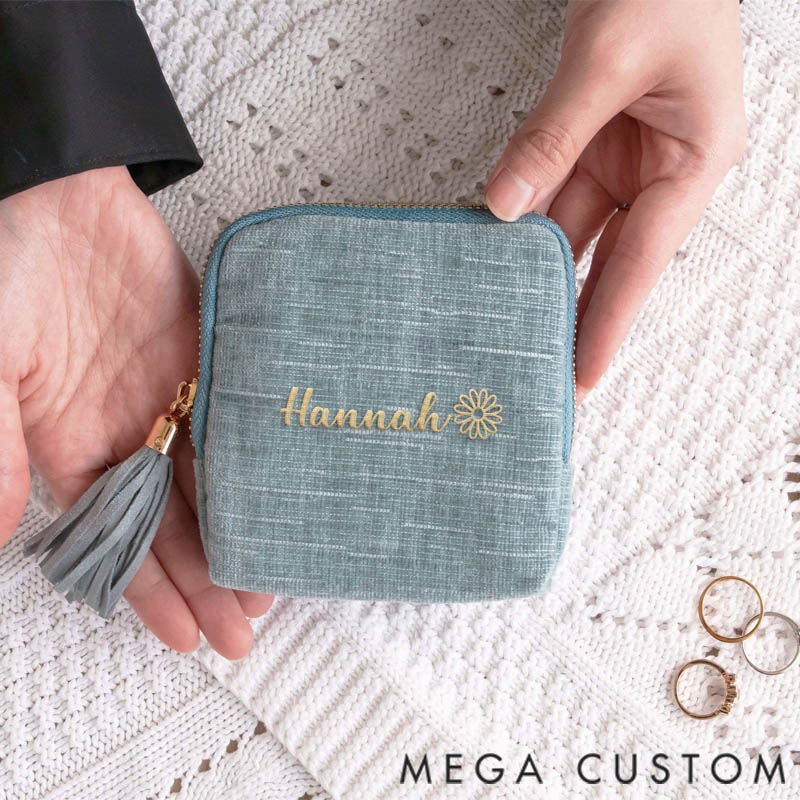 Personalized Travel Jewelry Case Custom Organizer Gift for Women