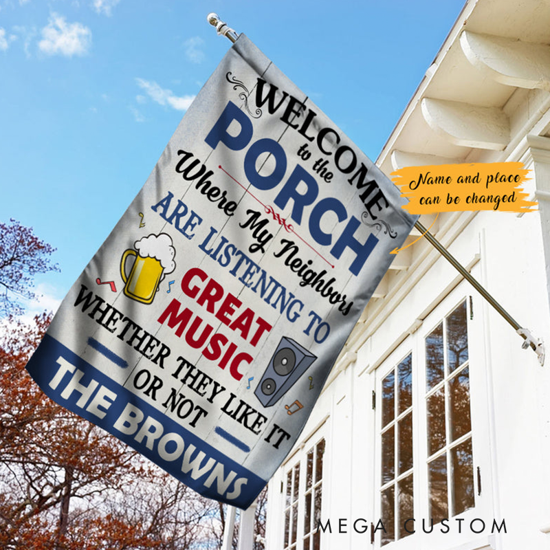 Personalized Backyard Patio Great Music Gardening Flag