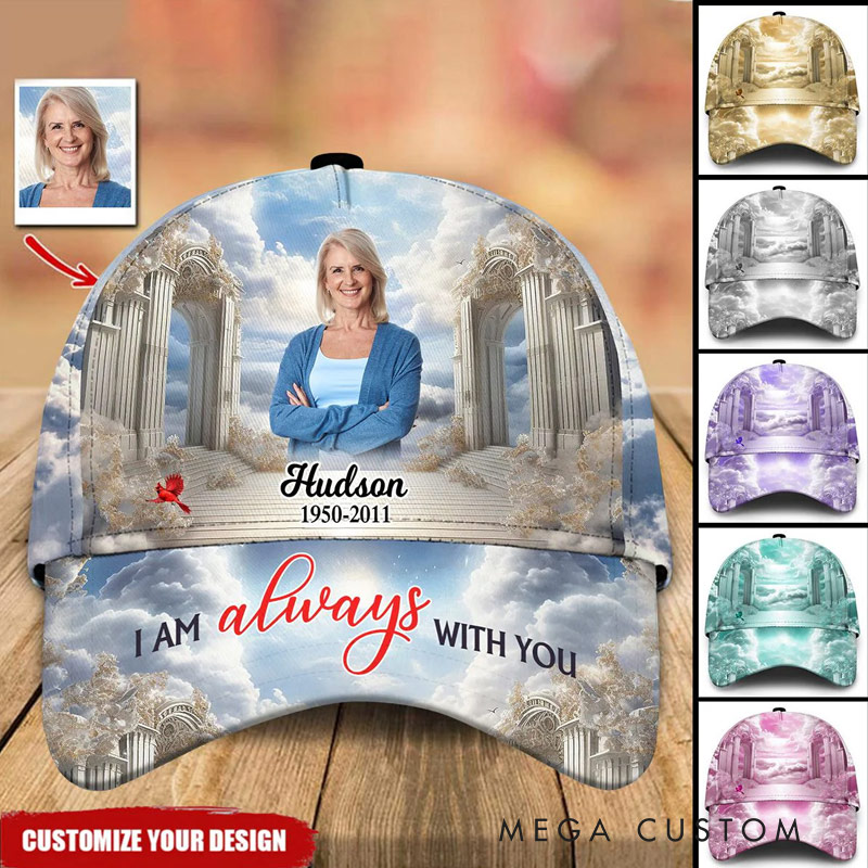 Personalized Photo Classic Cap In Loving Memory Baseball Cap Upload Photo Heaven Gate Sky Sympathy Gift for Loss of Loved One