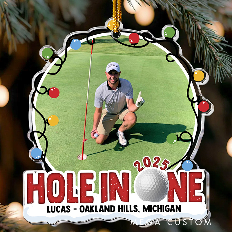 Personalized "Hole-In-One 2025" Acrylic Ornament with Custom Photo 