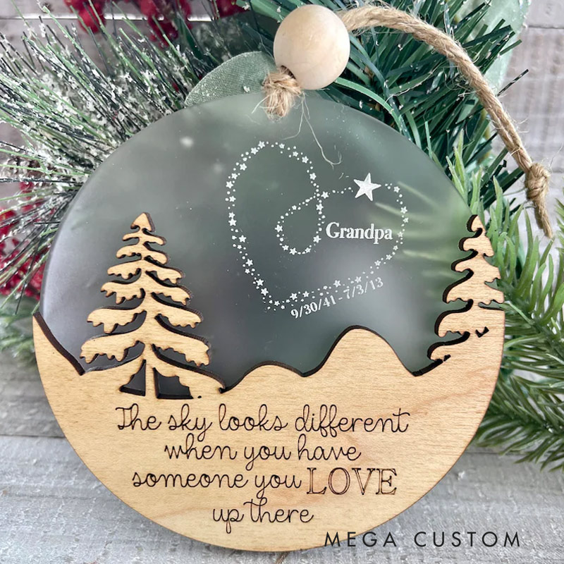 Personalized Memorial Ornament The Sky Looks Different When You have Someone You Love Up There Christmas Ornament