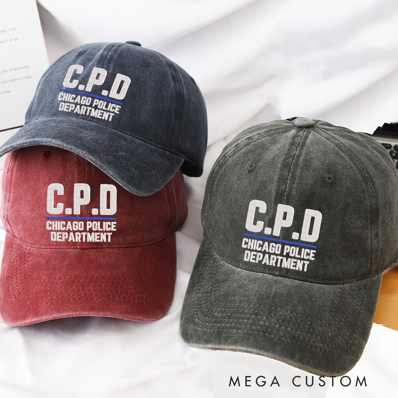 Personalized Chicago Police Department Embroidered Baseball Cap with Thin Blue Line Design Perfect Gift for CPD Officers and Supporters