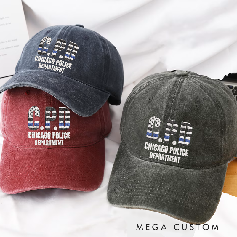 Personalized Chicago Police Department Embroidered Baseball Cap Thin Blue Line Gift for CPD Officers and Supporters