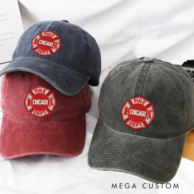 Personalized Chicago Fire Department Embroidered Baseball Cap Maltese Cross Gift for Firefighters and CFD Supporters