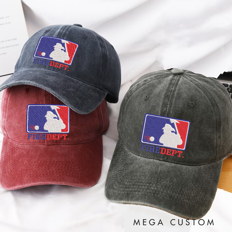 Personalized Fire Department Embroidered Baseball Cap Firefighter Silhouette Gift for Firefighters and Supporters