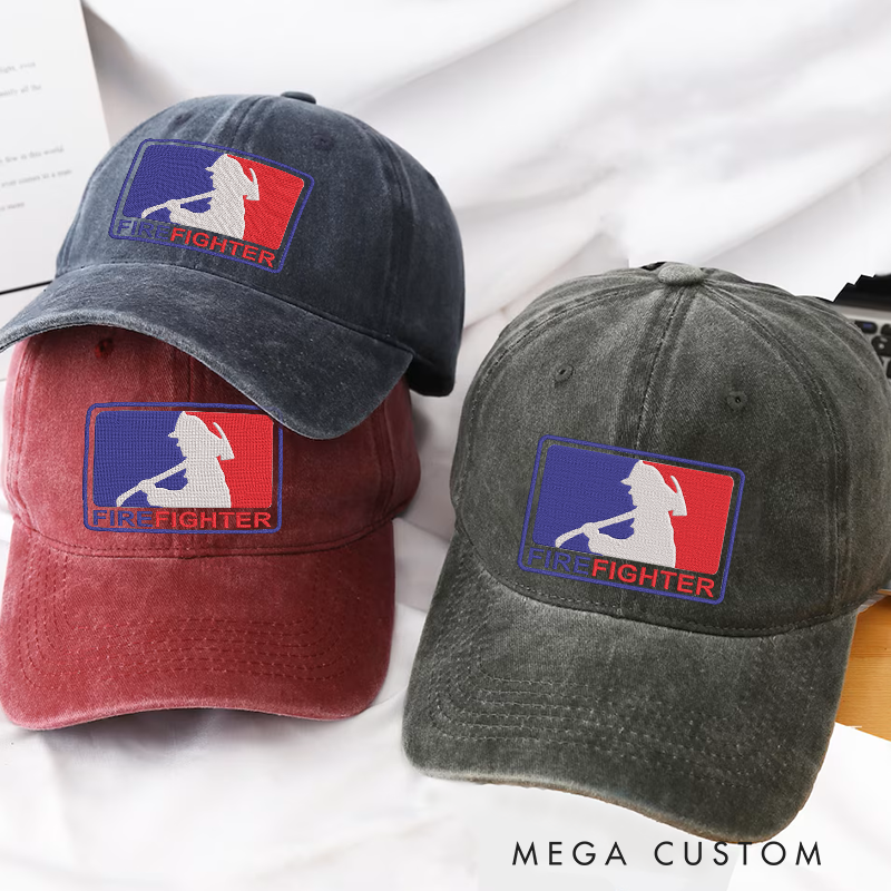 Personalized Firefighter Embroidered Baseball Cap with Bold Silhouette Design Perfect Gift for Firefighting Professionals