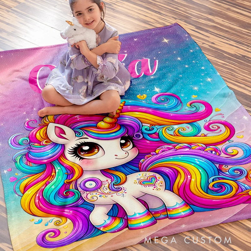 Personalized Soft Blanket with Name for Kids (Monster Trucks Dinosaurs Fantasy Unicorns) Birthday Gift for Children