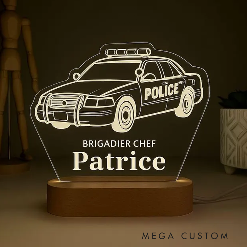 Personalized Police Car LED Night Light Laser Engraved Acrylic LED for Police Gift