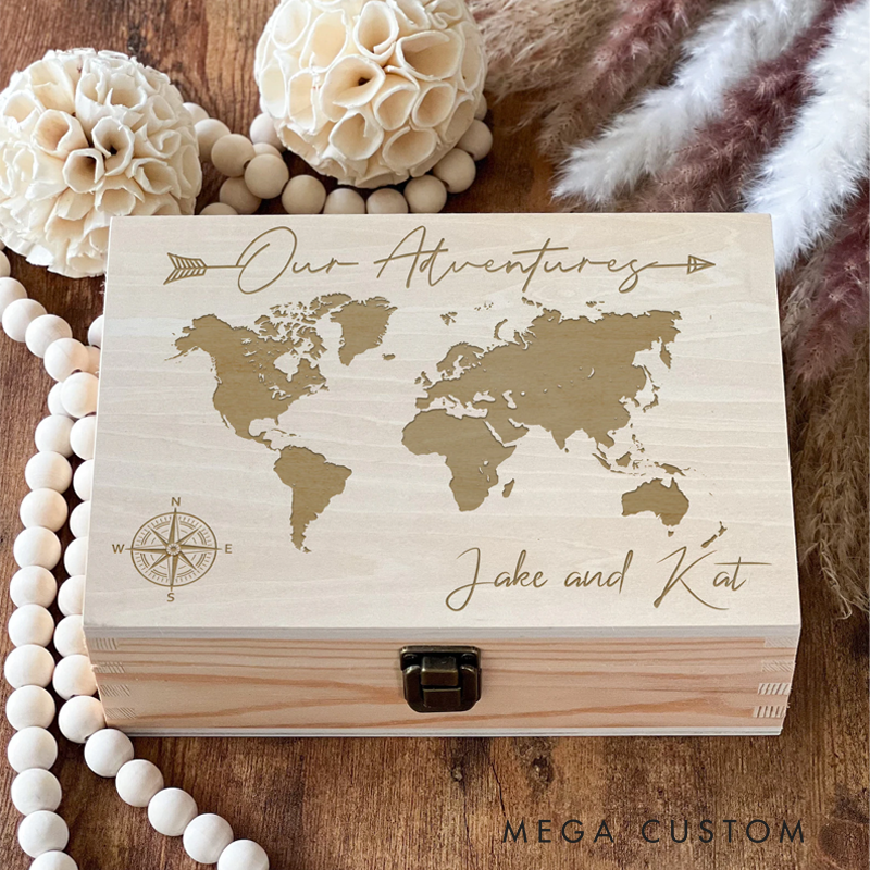 Personalized Wooden Keepsake Box Engraved Outdoor Adventures Memory Box Wood Memory Box Gift for Outdoor Lover