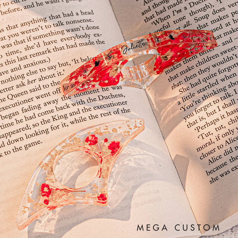 Personalized Birth Flower Book Lover Resin Book Page Holder Birthday Gift for Book Lover