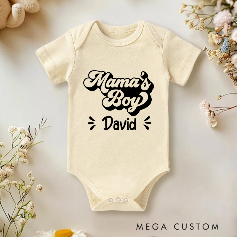 Personalized  Mama's Boy Baby Onesie Retro Boys Onesie Baby Gift for New Mom