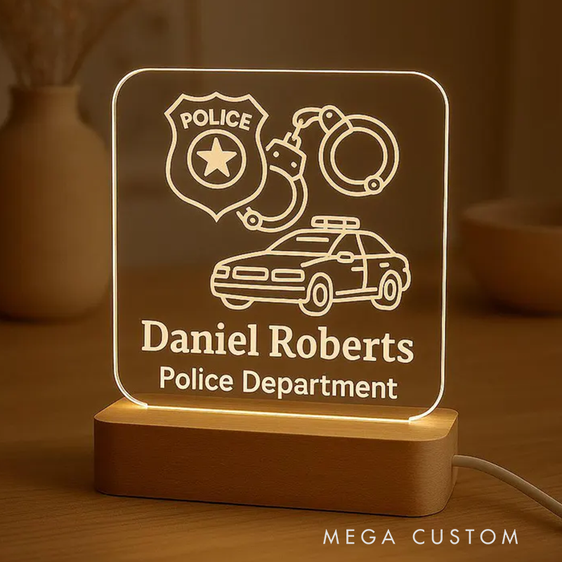 Personalized Police Officer LED Night Light Laser Engraved Acrylic LED for Police Gift