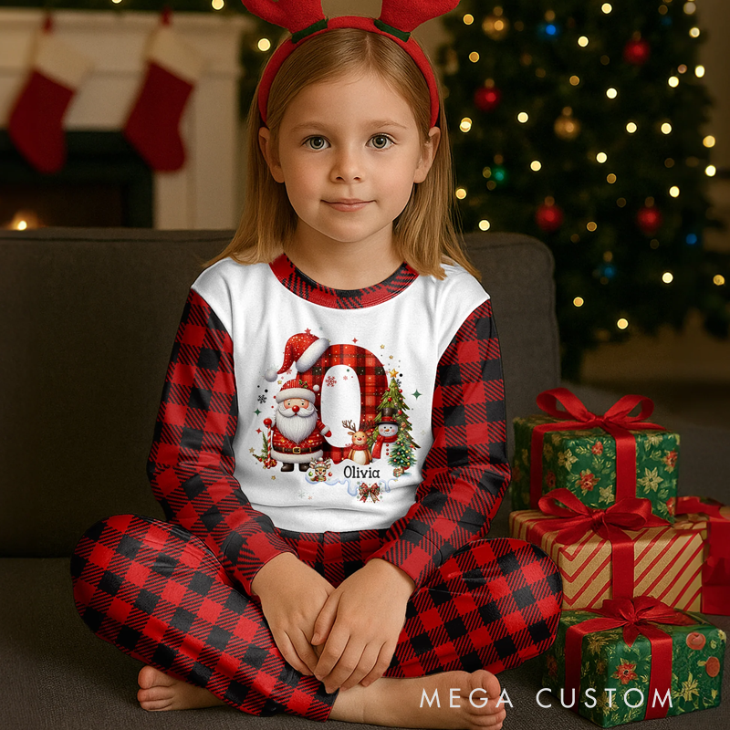 Personalized Alphabet Christmas Kids Pajama Set Birthday Gift for Boys and Girls