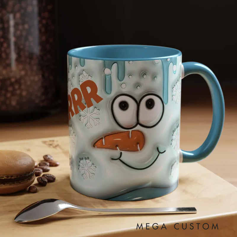Personalized Name Frosty Fun Mug with Cheerful Snowman and Icy Winter Vibes 3D Inflated Effect Printed Mug Funny Christmas Gift
