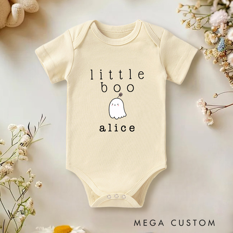 Personalized Little Boo Baby Onesie with Your Name Halloween Baby Gift