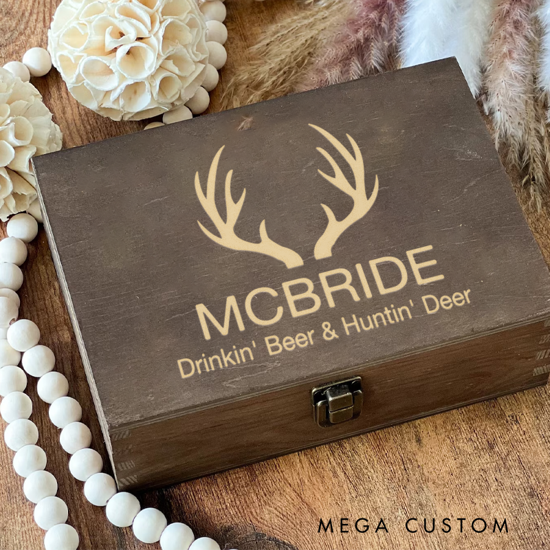 Personalized Hunter Collection Box Engraved Wooden Memory Box Keepsake Box Hunting Gift for Husband Boyfriend