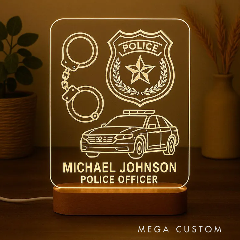 Personalized Police Officer LED Night Light Laser Engraved Acrylic LED for Police Gift