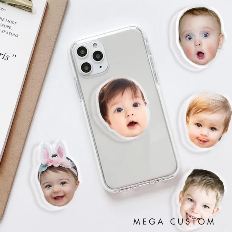 Personalized Adorable Faces Phone Grip with Custom Baby and Child Photos for Unique Style Magnetic Phone Grip