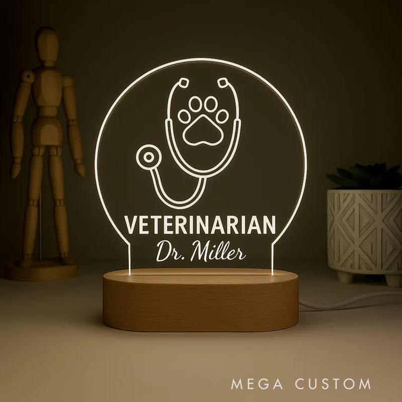 Personalized Veterinarian LED Night Light Laser Engraved Acrylic LED for Police Gift